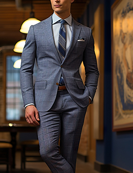 Blue Windowpane Suit
