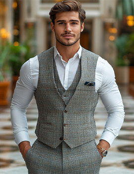 Grey Check Waistcoat
