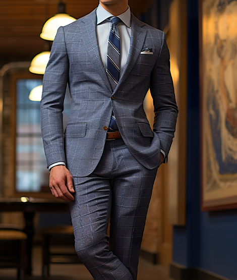 Blue Windowpane Suit