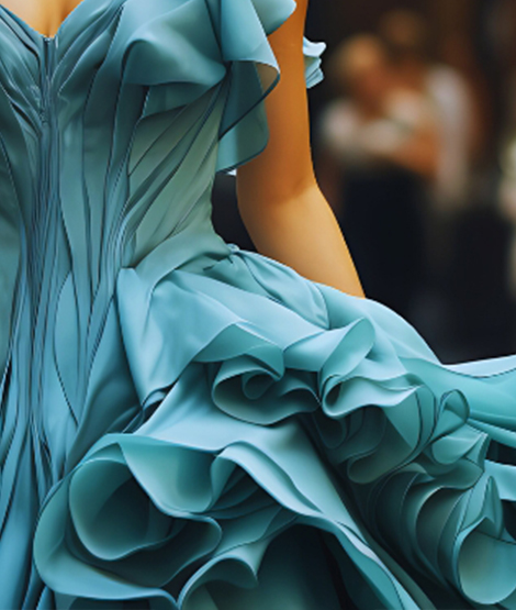 Azure Ruffled Gown