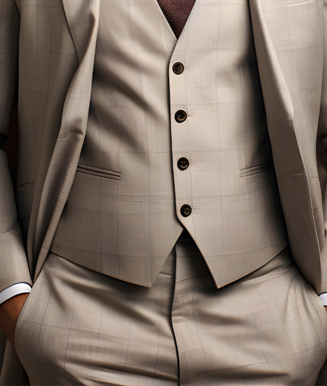 Beige Plaid Suit