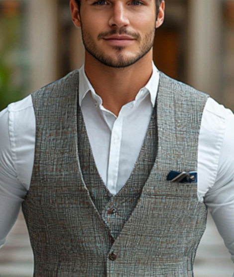 Grey Check Waistcoat
