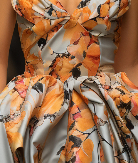 Floral Strapless Gown